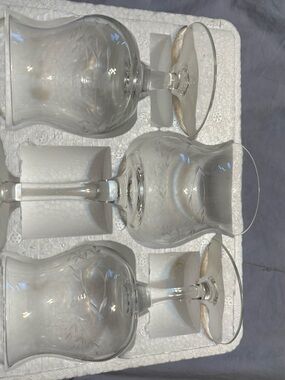 Princess House Clear Etched Stemware Set, Crystal-Clear Glass